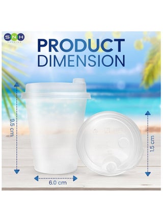 أكواب بلاستيكية شفافة مزخرفة 12 أونصة من SNH Packing - عبوة 25 مع أغطية قابلة للشرب وسدادات - أكواب مشروبات قابلة للاستخدام مرة واحدة وقابلة لإعادة الاستخدام للمشروبات الباردة، القهوة، المشروبات المثلجة، الحفلات، الفعاليات، والاستخدام اليومي - view 2